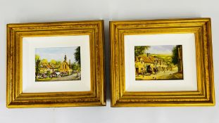 A PAIR OF MODERN FRAMED AND MOUNTED OIL ON BOARDS 