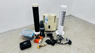 DELONGI ARIA DRY SLIM PORTABLE DEHUMIDIFIER, 2 TOWER FANS,