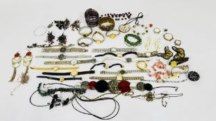 SMALL COLLECTION OF WATCHES AND COSTUME JEWELLERY INCLUDING SEKONDA, ACCURIST, NECKLACES ETC.