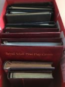 STAMPS: BOX WITH COLLECTIONS IN TEN VARIOUS VOLUMES, ROYALTY, NEW ZEALAND, SOUTH AFRICA ETC.