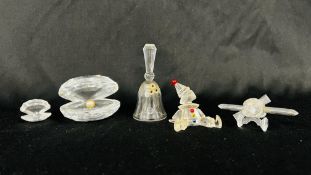 5 X SWAROVSKI CRYSTAL CABINET ORNAMENTS TO INCLUDE SHELL 7624 000 003,