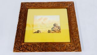 A VINTAGE FRAMED AND MOUNTED WATERCOLOUR DEPICTING A SEASCAPE BEARING SIGNATURE J.W.