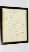 A LARGE FRAMED MAP OF THE NORFOLK BROADS 