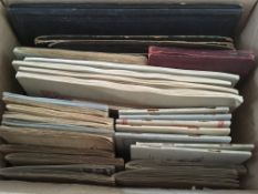 CIG. CARDS: BOX WITH OLDER STYLE SLIDE-IN OR PENNY ALBUMS, VARIOUS SETS OR PART SETS.