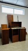 A LARGE QUANTITY OF STAPLES LADDERAX SHELVING, VARIOUS COMBINATIONS AND CUPBOARDS.