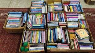 TEN BOXES ASSORTED CHILDREN'S BOOKS TO INCLUDE MANY EDUCATIONAL, NURSERY RHYMES, EARLY LEARNING,