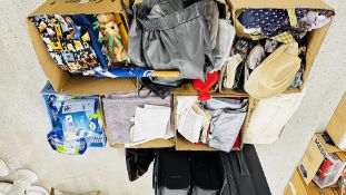 6 X BOXES CONTAINING GOOD QUALITY TOWELS, THROWS, SHOES, CLOTHING, TIES, LEATHER JACKET,