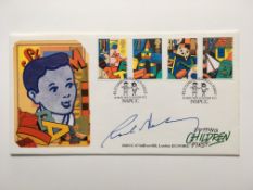 AUTOGRAPHED COVERS: 1989 NSPCC OFFICIAL FIRST DAY COVER BEARING SIGNATURE OF ROALD DAHL.