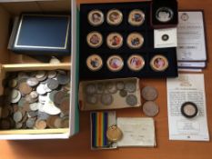 COINS: BOX WITH MIXED TO INCLUDE WESTMINSTER CASE WITH COOK ISLANDS 2012 DIAMOND JUBILEE 65MM PROOF