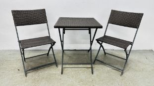 A WOVEN BISTRO SET.