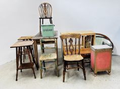 VINTAGE TABLE WITH DRAWER TO END, W 135CM X D 60CM, TWO OVAL MIRRORS, PINE PLATE RACK,