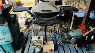 A WEBER GAS BBQ PLUS RONSON VARAFLAME TABLE CHEF AND GAS - SOLD AS SEEN.