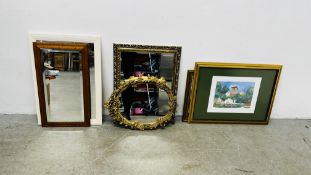 TWO ORNATE GILT FRAMED MIRRORS,