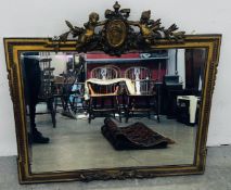 ANTIQUE GILT FINISH RECTANGULAR WALL MIRROR WITH BEVELLED PLATE GLASS,