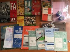 EPHEMERA: SMALL BOX FOOTBALL RELATED YEAR BOOKS, PROGRAMMES, SOCCER BUBBLE GUM TEAM CARDS (35) ETC.
