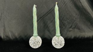 A PAIR OF WATERFORD CRYSTAL BALL CANDLESTICK HOLDERS WITH ORIGIINAL BOX X07090.