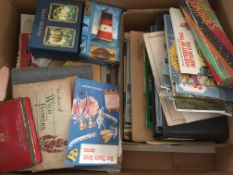 EPHEMERA: LARGE BOX MIXED TO INCLUDE LIGHTHOUSE THEMED STAMPS, VARIOUS PROGRAMMES, TRADE CARDS ETC.