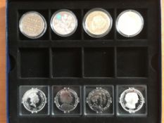 COINS: EIGHT CROWN SIZE PROOFS (SEVEN ARE SILVER) INCLUDING 2011 LIFETIME OF SERVICE TRISTAN DA