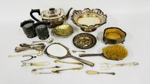 SILVER BACKED DRESSING MIRROR & BRUSH SET A/F, SILVER SPOON LONDON ASSAY,