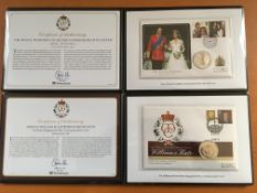 COIN COVERS: 2011 WILLLIAM & KATE WESTMINSTER FOLDERS, EACH WITH SILVER £5 COIN OR MEDAL.