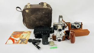 SMALL GROUP OF CAMERA EQUIPMENT TO INCLUDE ARGOS, KODAK, BEINETTE, + BOLEX 550 XL.