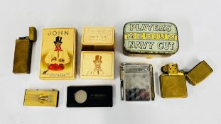 A GROUP OF VINTAGE LIGHTERS TO INCLUDE DUNHILL, ZIPPO AND A LIGHTER WITH A TORCH,