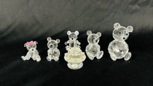 4 X VARIOUS SWAROVSKI CRYSTAL BEARS IN ORIGINAL PRESENTATION BOXES + A FURTHER UNBOXED EXAMPLE & A