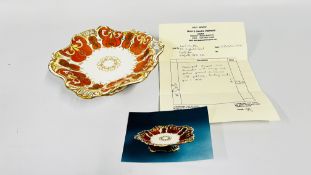 DAVENPORT DESSERT DISH DECORATED WITH ORANGE AND YELLOW GROUND ENHANCED WITH GILDING,