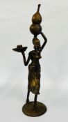 AN IMPRESSIVE AFRICAN BRONZE TRIBAL STUDY BEARING SIGNATURE DERME MOROU BP 5075 BF H 58.5CM.