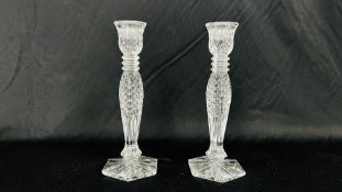 A PAIR OF WATERFORD CRYSTAL BETHANY 10 INCH CANDLESTICKS IN ORIGINAL BOX.