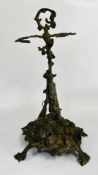 A VINTAGE BRASS FRENCH STYLE HUNTING THEME UMBRELLA / STICK STAND H 56CM.