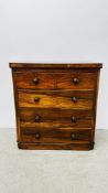 ANTIQUE MAHOGANY 2 OVER 3 DRAWER CHEST, W 97CM X D 45CM X H 104CM.