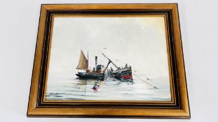 A FRAMED OIL ON BOARD TITLED 