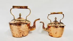 TWO GRADUATED COPPER KETTLES, C19TH.