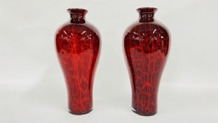 A PAIR OF LARGE MURANO STYLE VASES - HEIGHT 400CM.