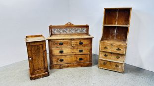 EDWARDIAN SATINWOOD TWO OVER THREE DRAWER CHEST WITH TILED UPSTAND, W 107CM X D 47CM X H 107CM,