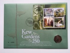 COIN COVERS: 2009 KEW GARDENS ROYAL MINT COVER NO. 035555 WITH SCARCE 50p.