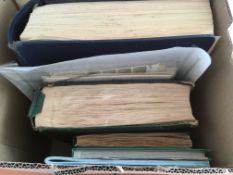 STAMPS: BOX WITH VARIOUS IN FOUR VOLUMES AND LOOSE, WITH CENTURION AND INTERNATIONAL ALBUMS,