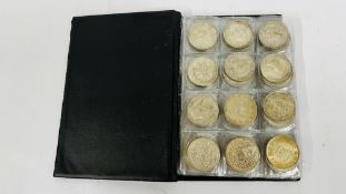 COINS: FOLDER WITH A COLLECTION OF FAKE CROWN-SIZE, VARIOUS COUNTRIES REPRESENTED, SOME DUPLICATION,