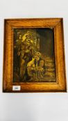 AN ORIGINAL OIL ON BOARD DEPICTING A RELIGIOUS SCENE, BEARING MONOGRAM DATED 1919, W 22CM X H 28.