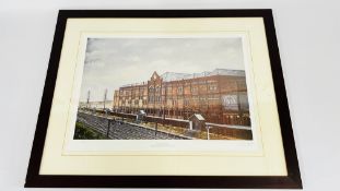A FRAMED AND MOUNTED LIMITED EDITION 148/500 PRINT TITLED OLD TRAFFORD MANCHESTER. AUGUST 1935 W 78.