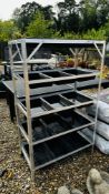 A FIVE TIER ALUMINIUM FRAMED GREENHOUSE PLATING STAND.
