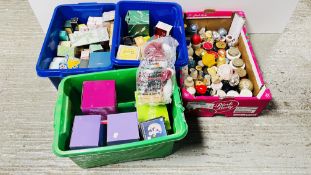 4 X BOXES CONTAINING AN EXTENSIVE COLLECTION OF ASSORTED MAINLY VINTAGE UNBOXED AND BOXED AVON