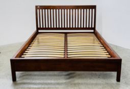 WILLIS & GAMBIER KINGSIZE HARDWOOD BEDSTEAD.