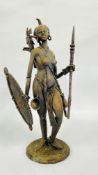 AN AFRICAN BRONZE TRIBAL STUDY UNSIGNED H 47CM.