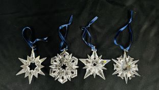 4 X SWAROVSKI CRYSTAL CHRISTMAS ORNAMENTS TO INCLUDE 1997, 1999,