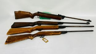FOUR VARIOUS VINTAGE AIR GUNS TO INCLUDE SLAVIA 622, SERIES 70 MODEL 79, DIANA MODEL 25 D,