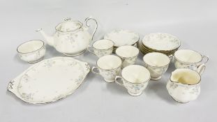 ROYAL ALBERT SATIN ROSE 22 PIECE TEA SET.