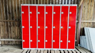7 COMBINATION STORAGE LOCKERS, 21 DOORS.