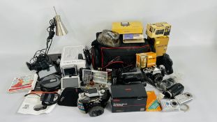 2 X BOXES CONTAINING PHOTOGRAPHIC EQUIPMENT AND CAMERAS TO INCLUDE NIKON LENS,